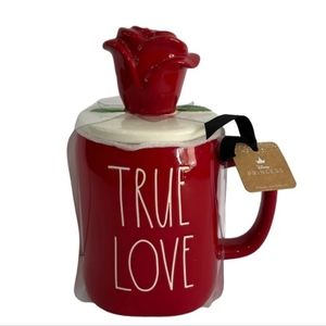 Rae Dunn TRUE LOVE Beauty and the Beast Disney Princess Topper Mug NEW